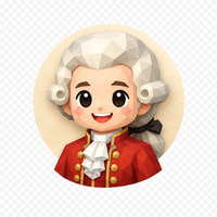 Illustration of Wolfgang Amadeus Mozart from Plush Keys